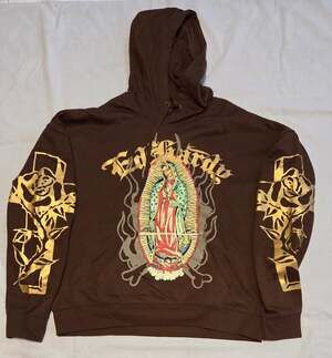 Ed Hardy Mary Boxy Fleece Hoodie Cocoa Size XL
